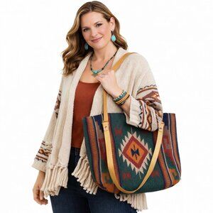 El Paso Saddle Blanket Bag Southwestern Pattern Boho Wool Tote Purse Western